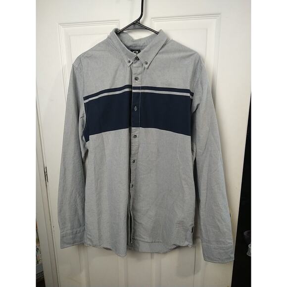 Oakley Men's L Shirt Collared Button Blue Grey Collared Button Casual - Picture 1 of 12